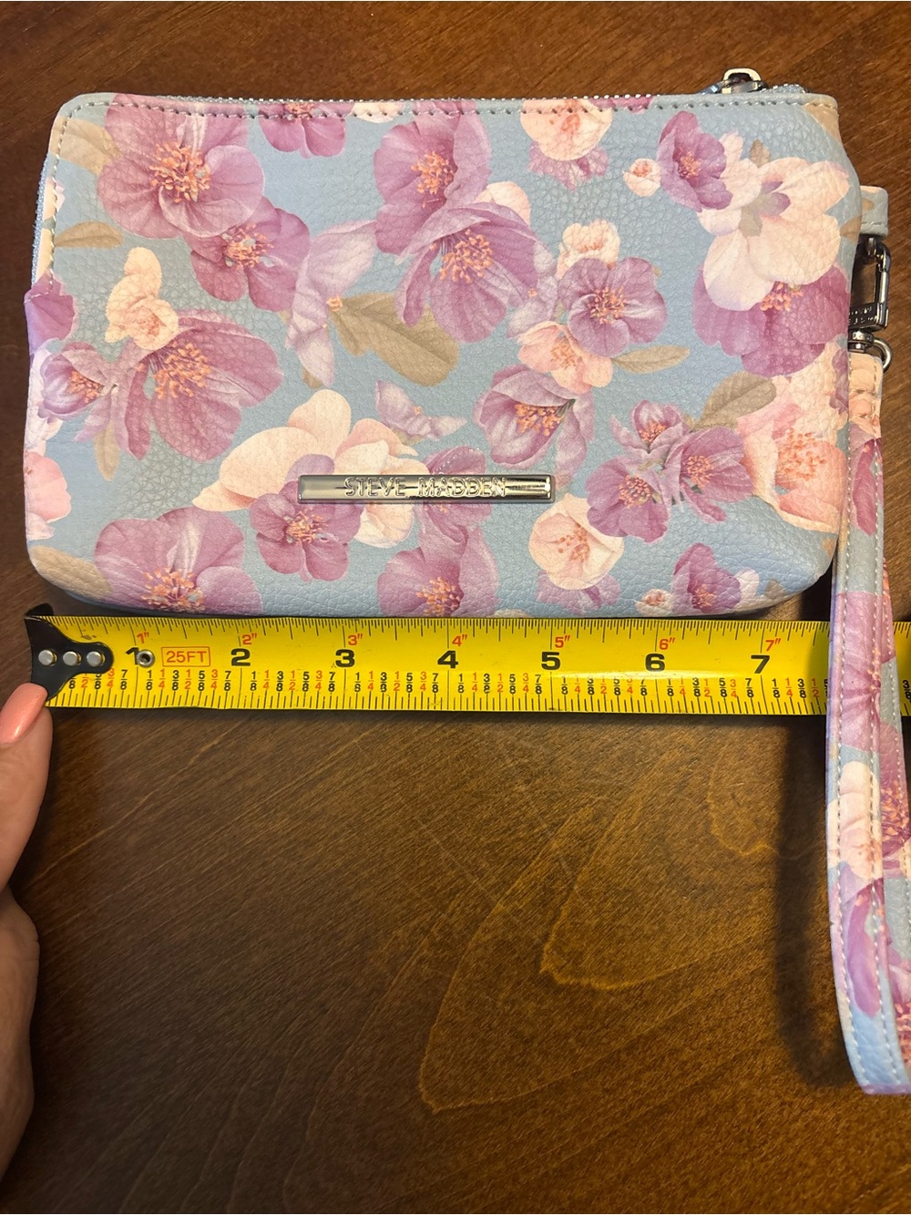 Steve Madden Floral Wristlet Clutch in Blue and Pink